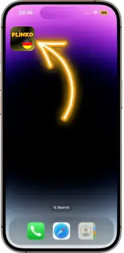 Plinko App Symbol auf dem iPhone Home-Bildschirm