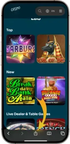 Safari Teilen-Menü auf dem iPhone für Plinko App